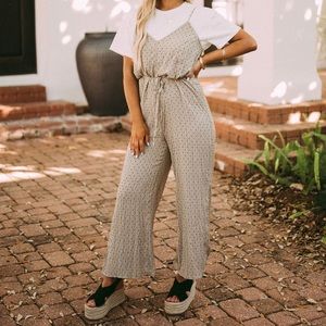 Scout Polka Dot Jumpsuit- Taupe